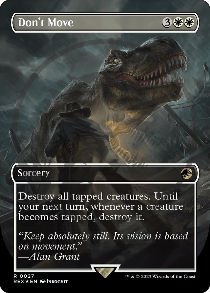 Don't Move (Emblem) (Borderless) [Jurassic World Collection Tokens] Magic: The Gathering