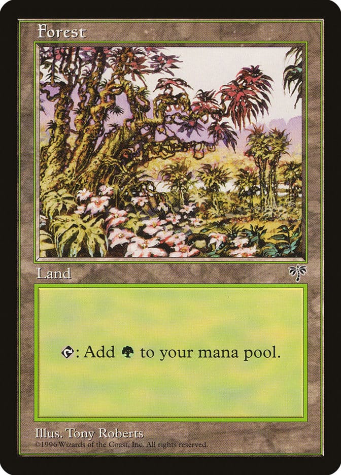 Forest (Open Flowers Bottom Center) [Mirage] Magic: The Gathering