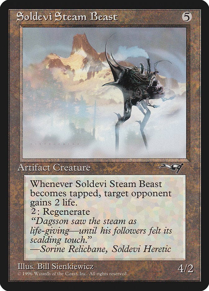 Soldevi Steam Beast (Mountain Background) [Alliances] Magic: The Gathering