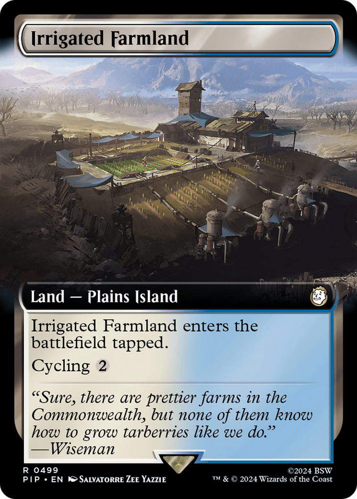Irrigated Farmland (Extended Art) [Fallout] Magic: The Gathering