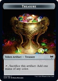 Treasure // Tyvar Kell Emblem Double-Sided Token [Kaldheim Tokens] Magic: The Gathering