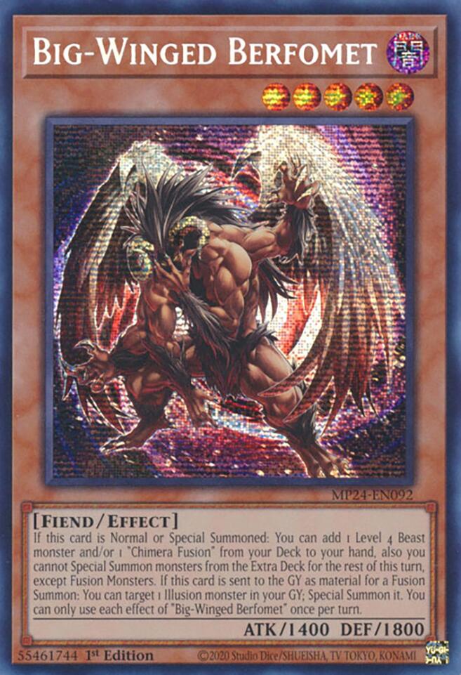 Big-Winged Berfomet [MP24-EN092] Prismatic Secret Rare - Yugioh Cards For Your TCG Needs!