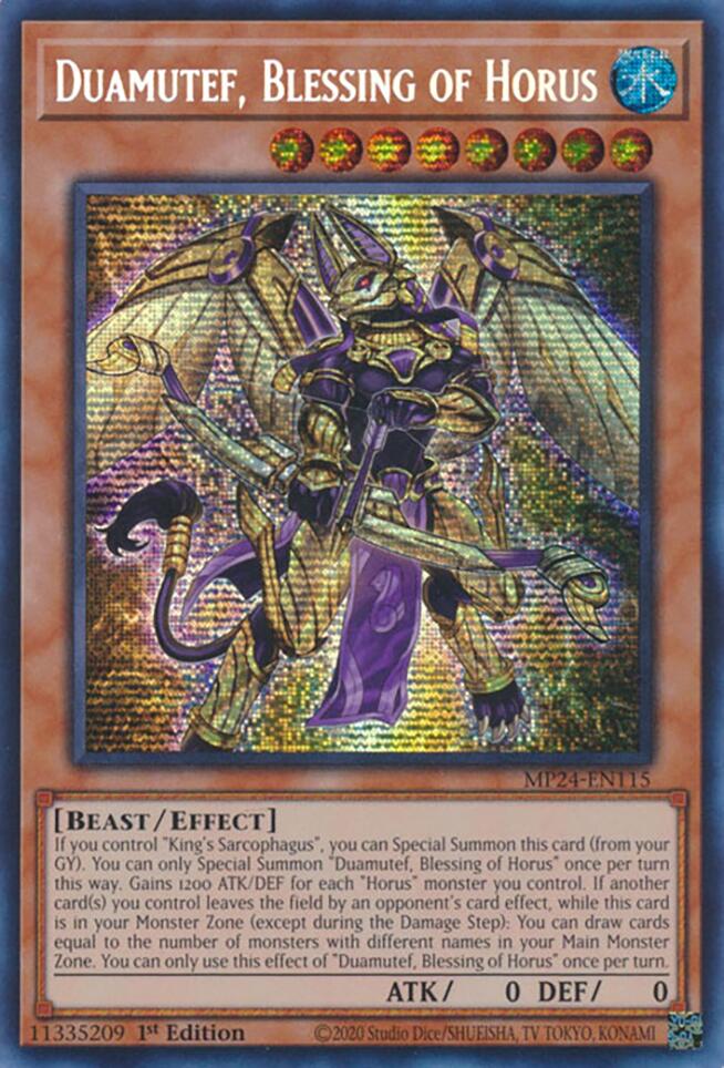 Duamutef, Blessing of Horus [MP24-EN115] Prismatic Secret Rare - Yugioh Cards For Your TCG Needs!