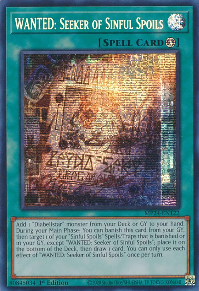 WANTED: Seeker of Sinful Spoils [MP24-EN122] Prismatic Secret Rare - Yugioh Cards For Your TCG Needs!