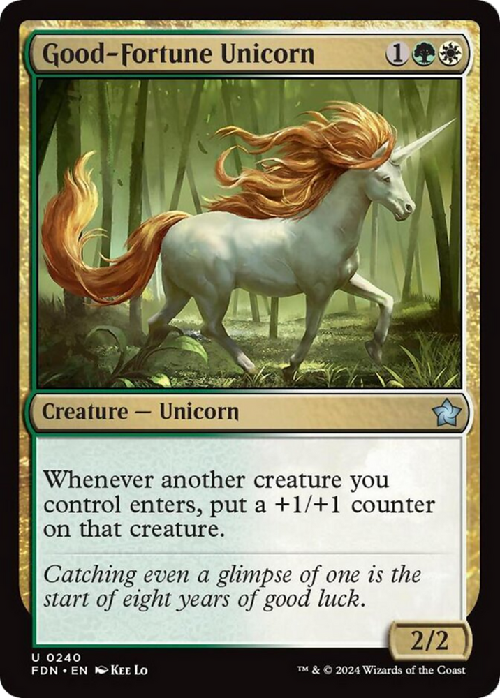 Good-Fortune Unicorn [Foundations] Magic: The Gathering