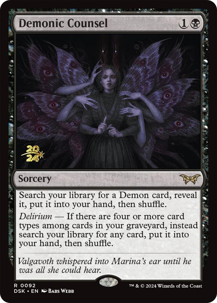 Demonic Counsel [Duskmourn: House of Horror Prerelease Promos] Magic: The Gathering
