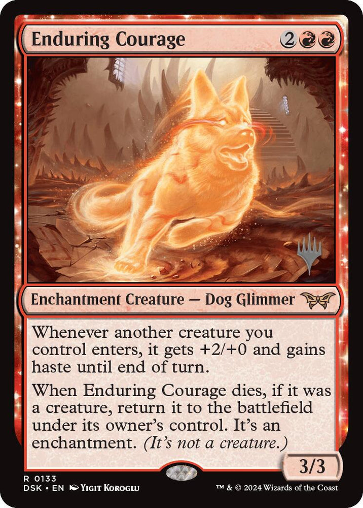 Enduring Courage (Promo Pack) [Duskmourn: House of Horror Promos] Magic: The Gathering