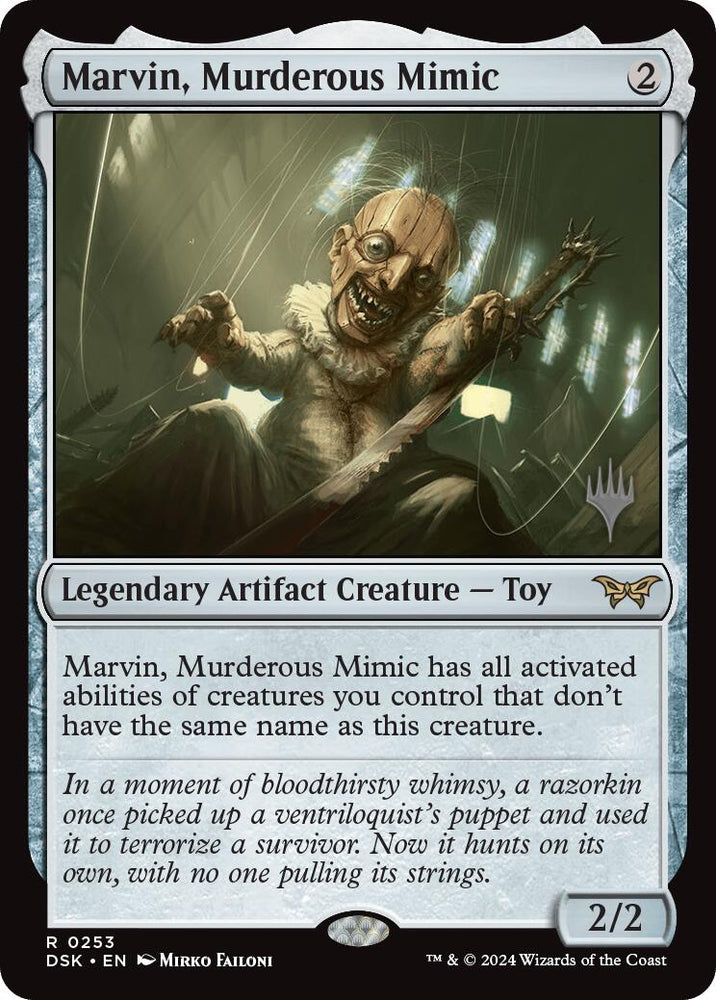 Marvin, Murderous Mimic (Promo Pack) [Duskmourn: House of Horror Promos] Magic: The Gathering