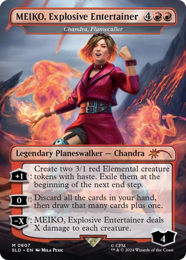 MEIKO, Explosive Entertainer - Chandra, Flamecaller [Secret Lair Drop Series] Magic: The Gathering