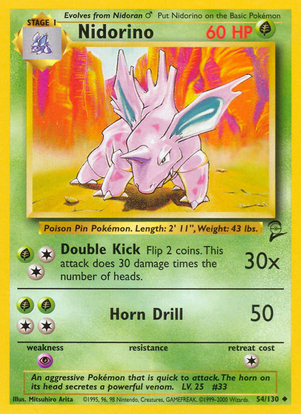 Nidorino (54/130) [Base Set 2] Pokémon