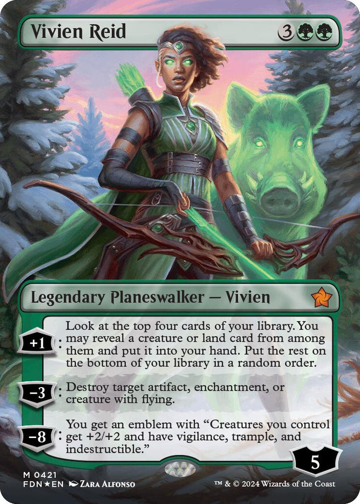Vivien Reid (Borderless) (Mana Foil) [Foundations] Magic: The Gathering