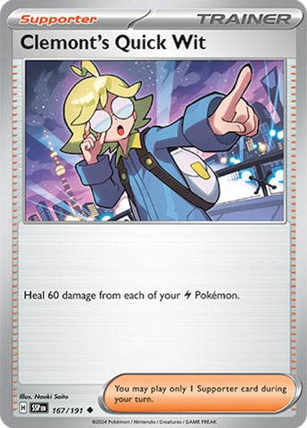 Clemont's Quick Wit (167/191) [Scarlet & Violet: Surging Sparks] - Pokemon Cards For Your TCG Needs!