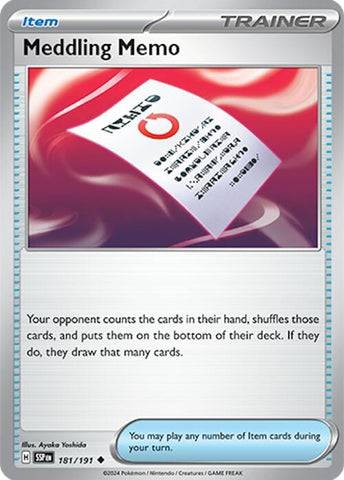 Meddling Memo (181/191) [Scarlet & Violet: Surging Sparks] - Pokemon Cards For Your TCG Needs!