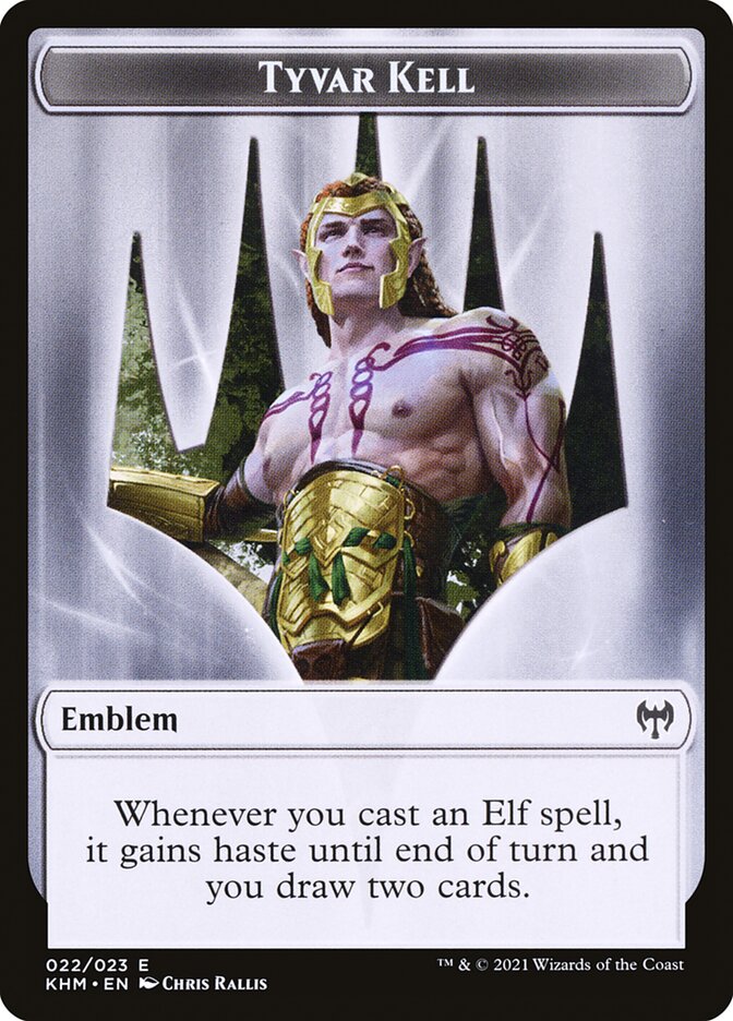 Treasure // Tyvar Kell Emblem Double-Sided Token [Kaldheim Tokens] Magic: The Gathering