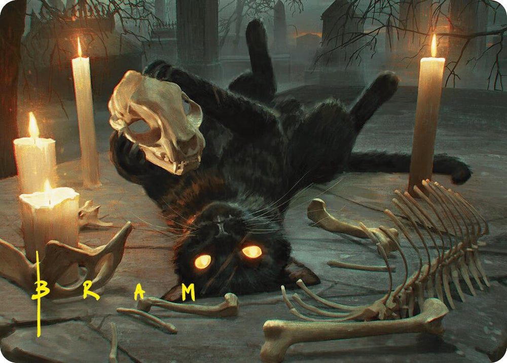 Nine-Lives Familiar Art Card (8/54) (Gold-Stamped Signature) [Foundations Art Series] Magic: The Gathering
