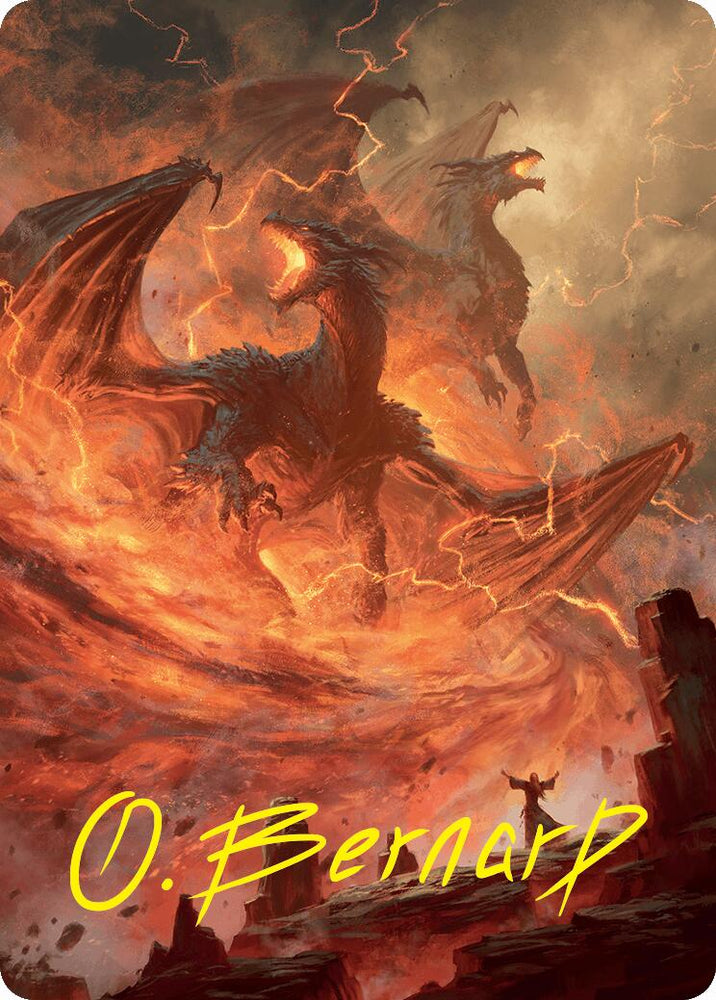 Rite of the Dragoncaller Art Card (38/54) (Gold-Stamped Signature) [Foundations Art Series] Magic: The Gathering