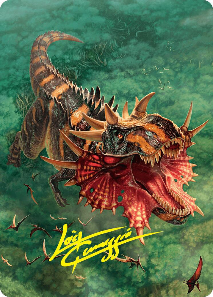 Gigantosaurus Art Card (53/54) (Gold-Stamped Signature) [Foundations Art Series] Magic: The Gathering