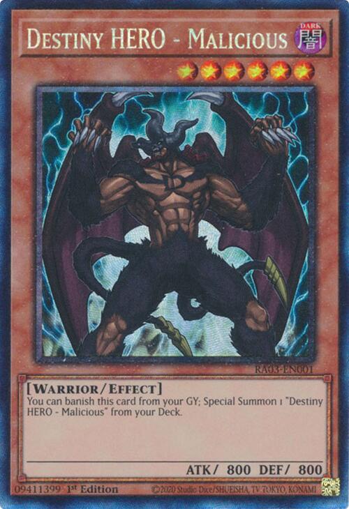 Destiny HERO - Malicious (CR) [RA03-EN001] Prismatic Collector's Rare - Yugioh Cards For Your TCG Needs!