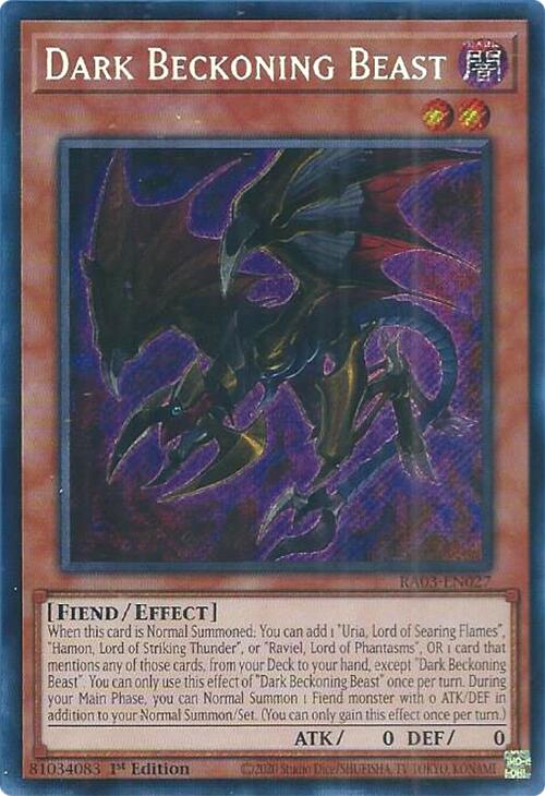 Dark Beckoning Beast (Secret Rare) [RA03-EN027] - Yugioh Cards For Your TCG Needs!
