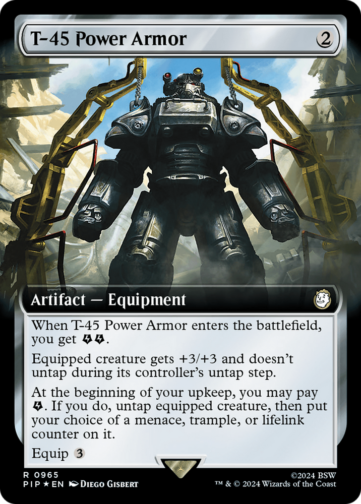 T-45 Power Armor (Extended Art) (Surge Foil) [Fallout] Magic: The Gathering