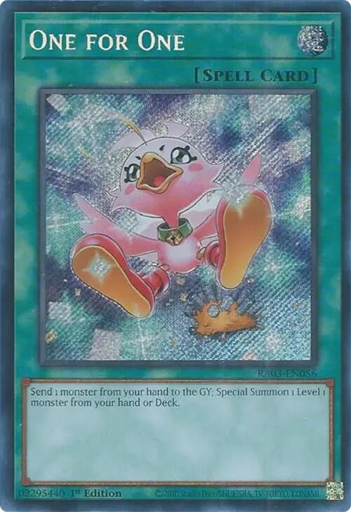 One for One (Alternate Art) (Secret Rare) [RA03-EN056] Secret Rare - Yugioh Cards For Your TCG Needs!