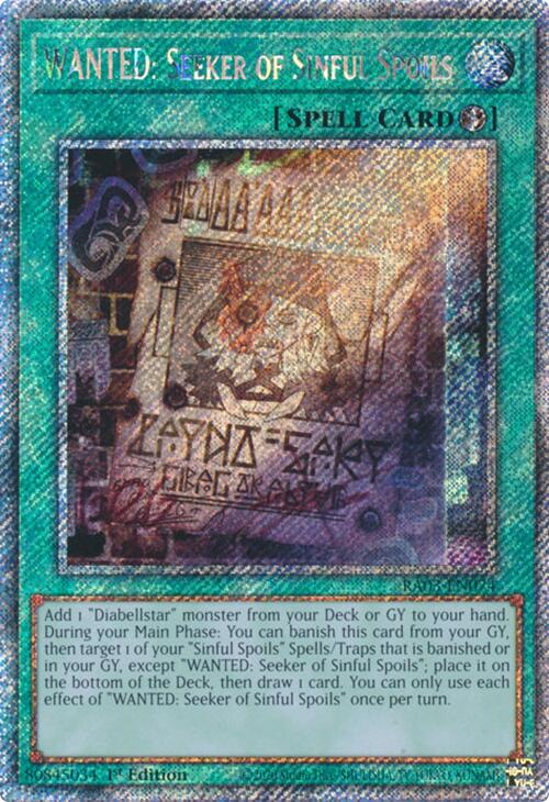 WANTED: Seeker of Sinful Spoils (Platinum Secret Rare) [RA03-EN074] - Yugioh Cards For Your TCG Needs!