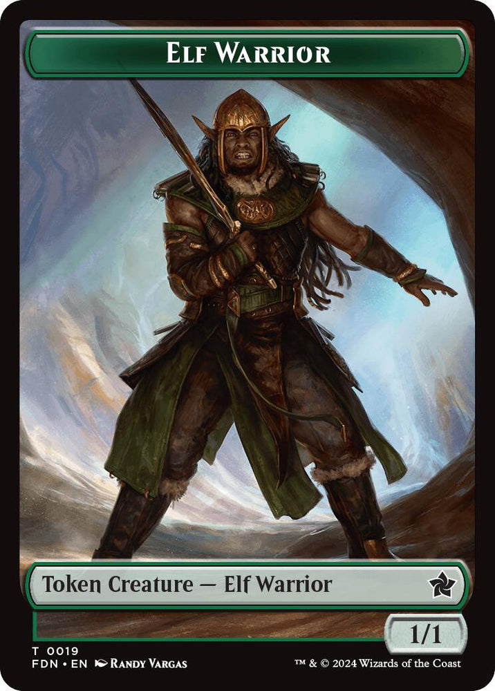 Elf Warrior // Raccoon Doubled-Sided Token [Foundations Tokens] Magic: The Gathering