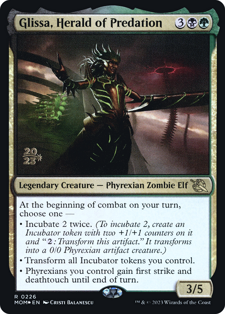 Glissa, Herald of Predation [March of the Machine Prerelease Promos] Magic: The Gathering