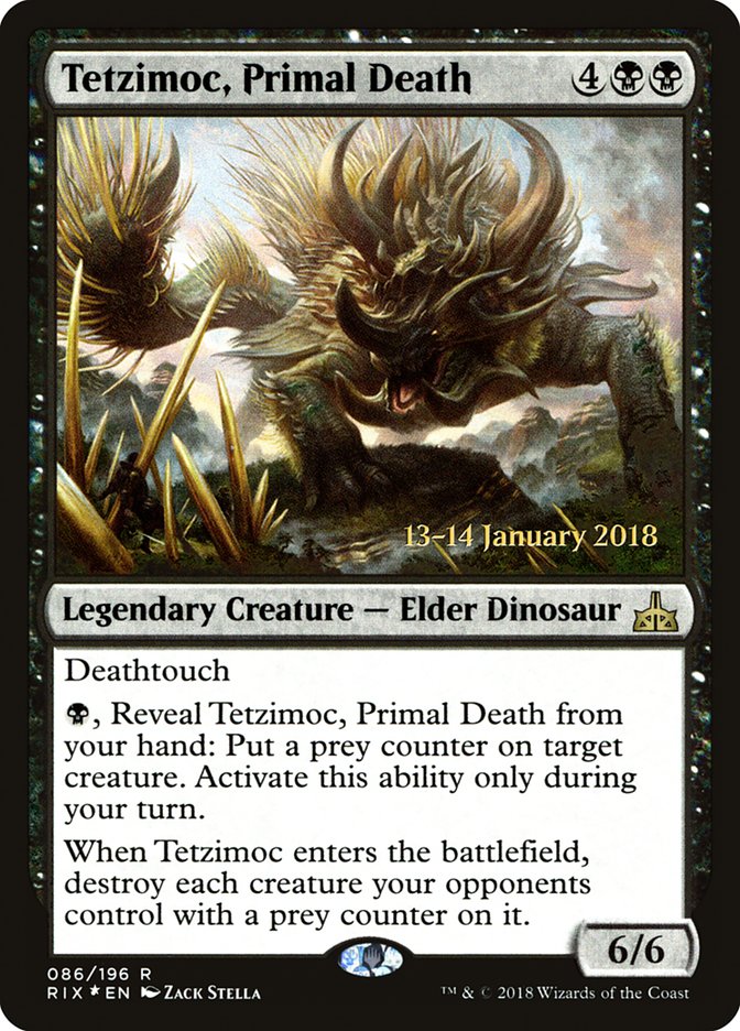 Tetzimoc, Primal Death [Rivals of Ixalan Prerelease Promos] Magic: The Gathering