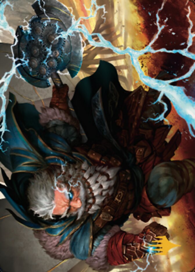 Electrostatic Infantry Art Card (Gold-Stamped Signature) [Dominaria United Art Series] Magic: The Gathering
