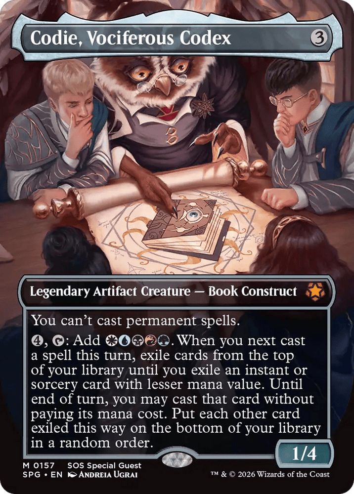 Codie, Vociferous Codex (Borderless) [Secrets of Strixhaven Special Guests]