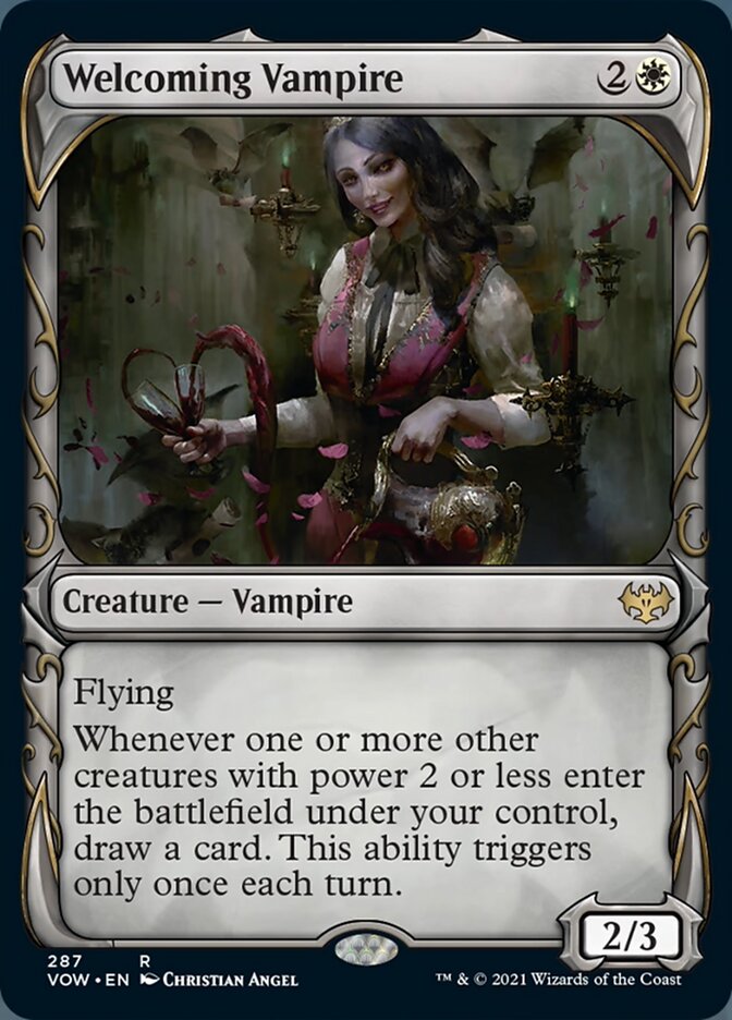 Welcoming Vampire (Showcase Fang Frame) [Innistrad: Crimson Vow] Magic: The Gathering