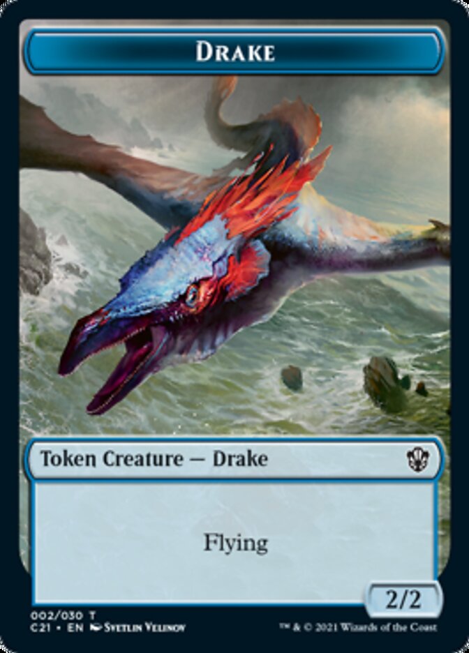 Drake // Elemental (002) Double-Sided Token [Commander 2021 Tokens] Magic: The Gathering
