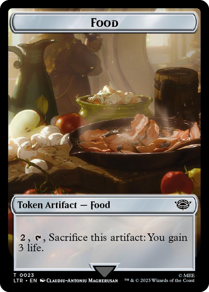 Human Soldier (0015) // Food (0023) Double-Sided Token (Surge Foil) [The Lord of the Rings: Tales of Middle-Earth Tokens] Magic: The Gathering