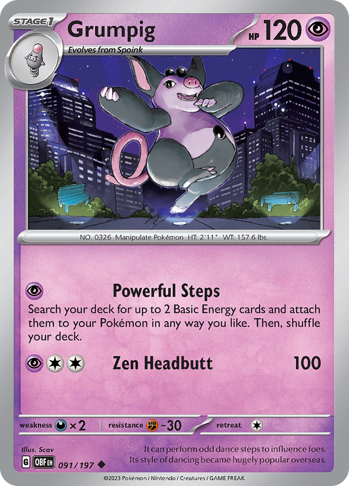Grumpig (091/197) [Scarlet & Violet: Obsidian Flames] Pokémon