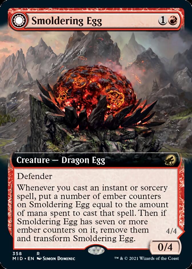 Smoldering Egg // Ashmouth Dragon (Extended Art) [Innistrad: Midnight Hunt] Magic: The Gathering