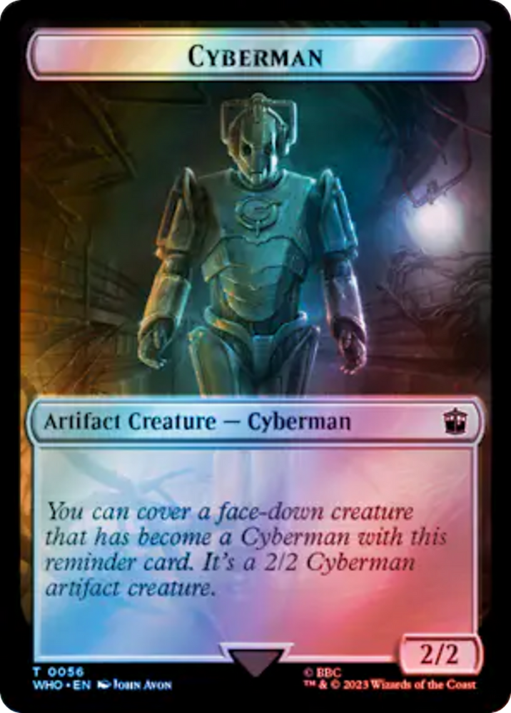 Warrior // Cyberman Double-Sided Token (Surge Foil) [Doctor Who Tokens] Magic: The Gathering