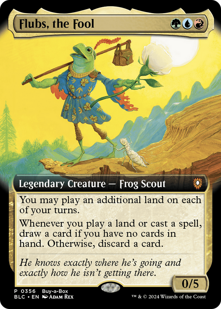 Flubs, the Fool (Buy-A-Box) (Extended Art) [Bloomburrow Promos] Magic: The Gathering