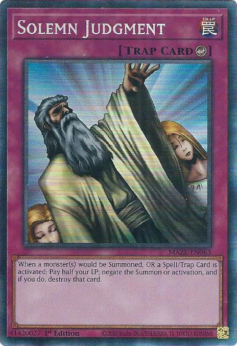 Solemn Judgment [MAZE-EN063] Collector's Rare - Yugioh Cards For Your TCG Needs!