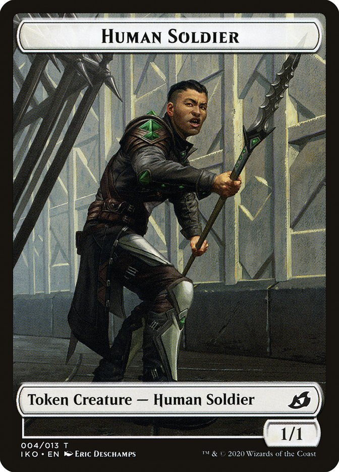 Dinosaur Beast // Human Soldier (004) Double-Sided Token [Ikoria: Lair of Behemoths Tokens] Magic: The Gathering