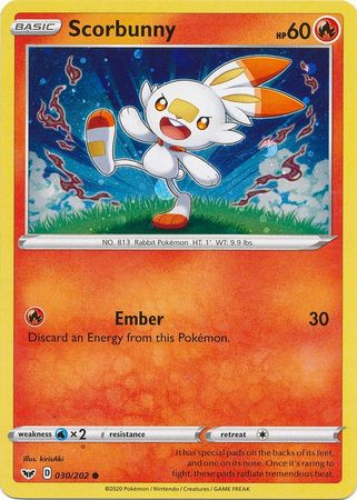 Scorbunny (030/202) (Cosmos Holo) [Sword & Shield: Base Set] Pokémon