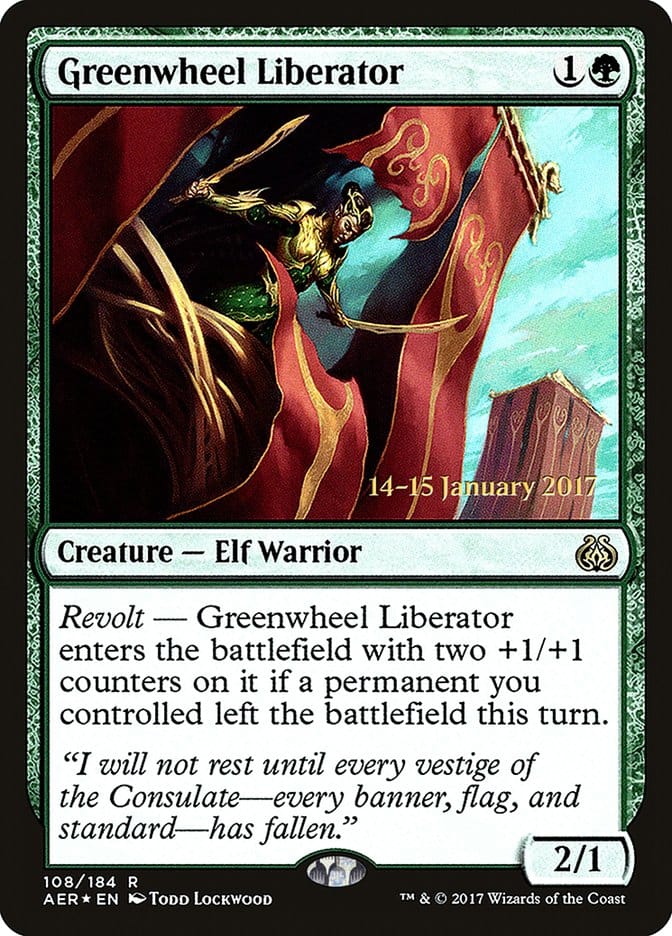 Greenwheel Liberator [Aether Revolt Prerelease Promos] Magic: The Gathering