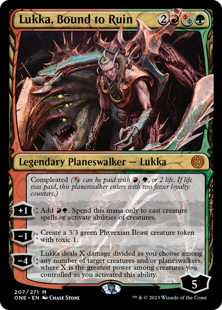 Lukka, Bound to Ruin (Promo Pack) [Phyrexia: All Will Be One Promos] Magic: The Gathering