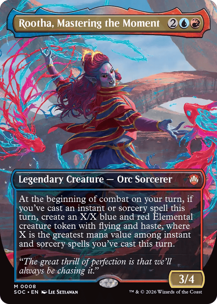 Rootha, Mastering the Moment (Borderless) [Secrets of Strixhaven Commander]