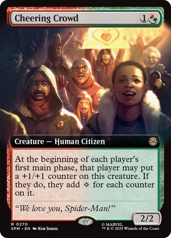 Cheering Crowd (Extended Art) [Marvel's Spider-Man] Magic: The Gathering