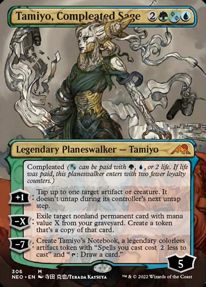 Tamiyo, Compleated Sage (Borderless) [Kamigawa: Neon Dynasty] Magic: The Gathering