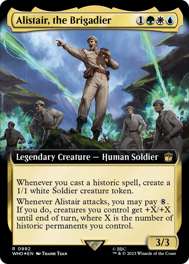 Alistair, the Brigadier (Extended Art) (Surge Foil) [Doctor Who] Magic: The Gathering