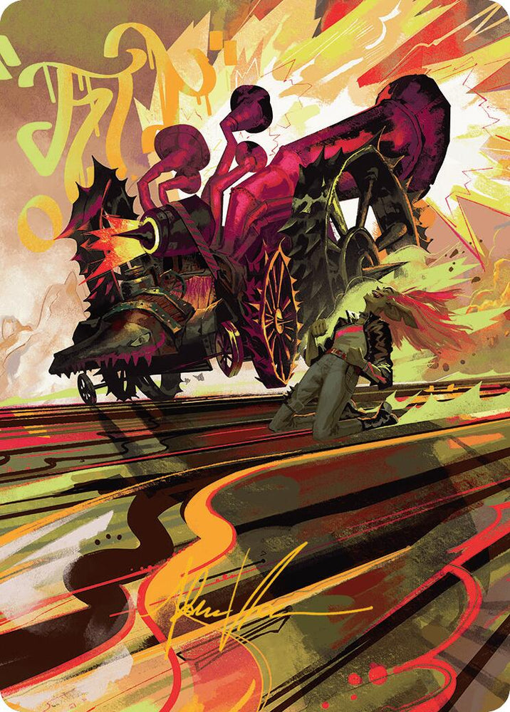 Rocketeer Boostbuggy Art Card (Gold-Stamped Signature) [Aetherdrift Art Series] Magic: The Gathering