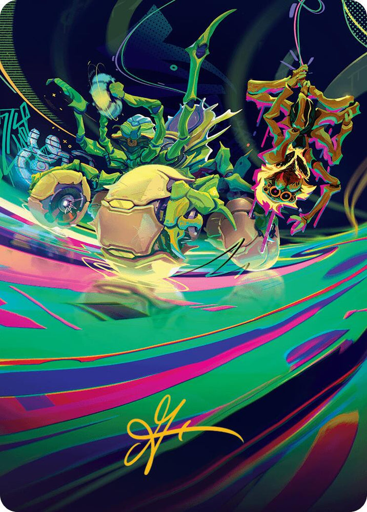 Thundering Broodwagon Art Card (Gold-Stamped Signature) [Aetherdrift Art Series] Magic: The Gathering