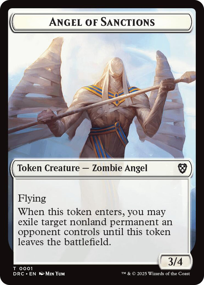 Angel of Sanctions // Zombie (0003) Double-Sided Token [Aetherdrift Commander Tokens] Magic: The Gathering